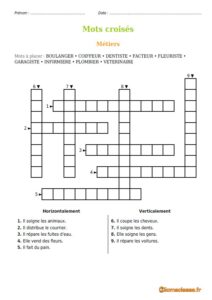 Mots croisés : Métiers | Clic ! Ma Classe